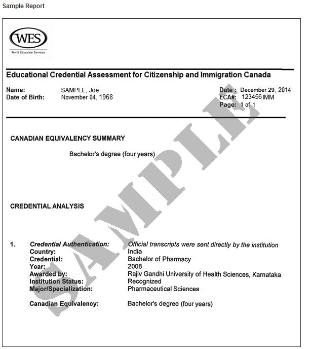 WES - Sample ECA Report
